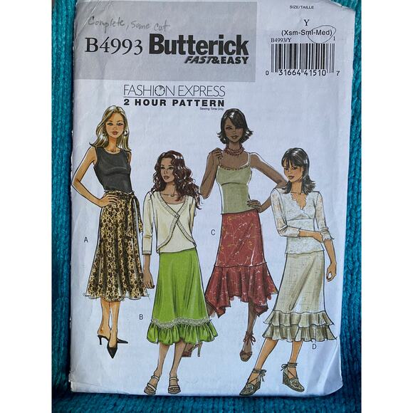 Butterick Pattern 4993 skirt swing sz M - Picture 1 of 7